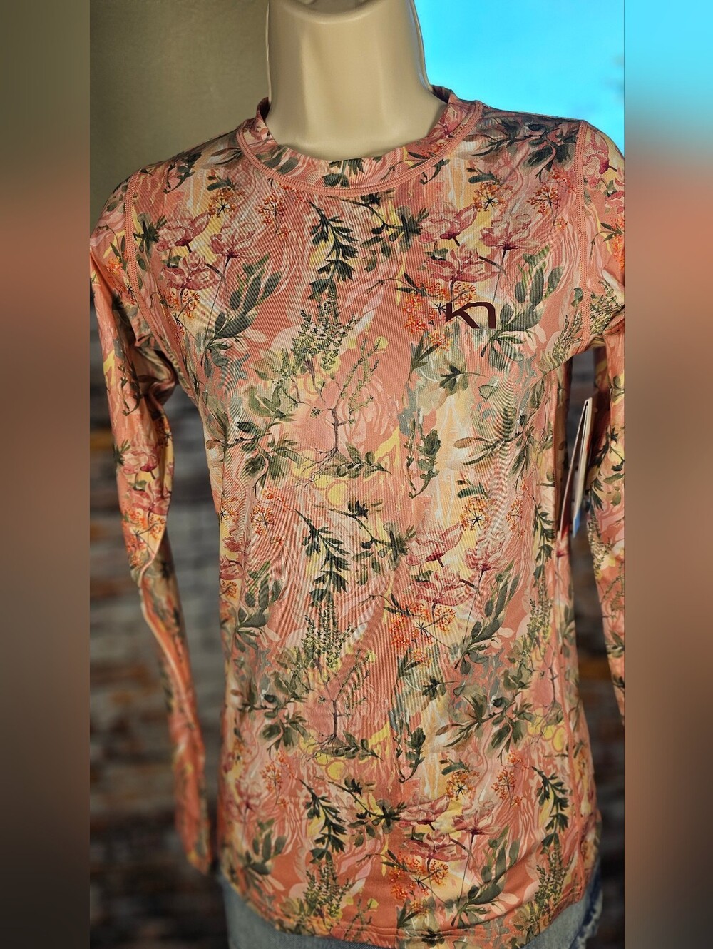 Kari Traa Fryd LS Base Layer Top NWT Women's Small Pink Floral Performance Shirt